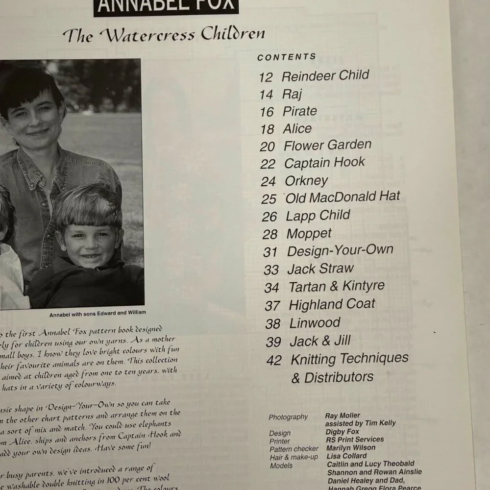 1994 Annabel Fox Knitting Pattern Book Booklet The Watercress Children‎ Vintage